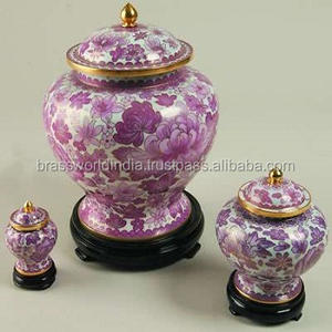 ชุดโกศเผาศพ <span class=keywords><strong>Cloisonne</strong></span> สีชมพูโดย Brassworld อินเดีย - Product Image 1