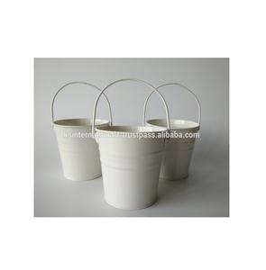 White Powder Coated Metal Bucket Style <b>Pot</b> Country Side Home & Garden Useful Leak Proof Water Bucket Pail With Handle - Product Image 1