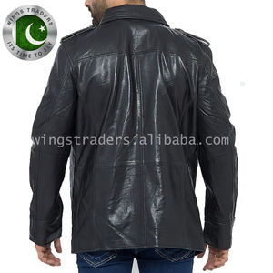 Abrigo pesado de cuero de oveja para hombre, abrigo de cuero de oveja Real con doble botón frontal, invierno, en paquistaní - Product Image 3