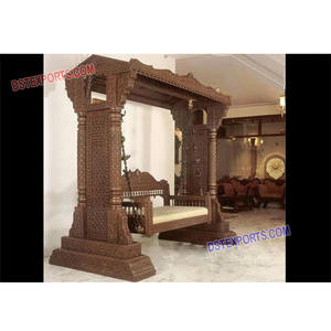 Classic Wedding <b>Wooden</b> Carved <b>Swing</b> Bollywood Wedding Stage Jhula <b>Set</b> Golden <b>Wooden</b> Hand Carved Sankheda <b>Swing</b> - Product Image 1