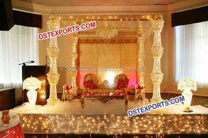 Ensemble de Mandap de mariage indien entièrement en cristal, Mandap de mariage en métal et cristal, Mandap en acrylique pour mariage NEWYORK - Product Image 3