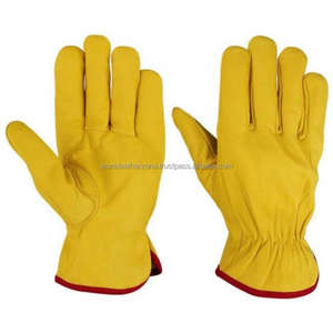 Gants de sécurité de travail ISONZ en cuir de vachette grainé jaune doré, épaisseur 1,2 mm, résistants à la chaleur et antidérapants - Product Image 2