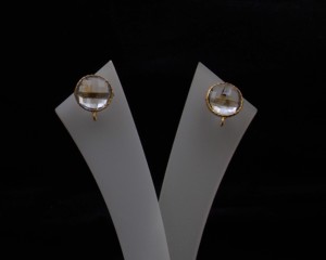 ต่างหูเม็ดเดี่ยวทรงกลมพลอยควอตซ์ชุบทองแฟชั่นของขวัญประกันตัวเดี่ยวสำหรับเธอ - Product Image 6