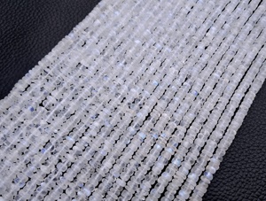 Natural de Fuego Azul de la piedra lunar del arco iris Lisa Rondelle piedras preciosas perlas para la fabricación de joyas pulsera collar - Product Image 3