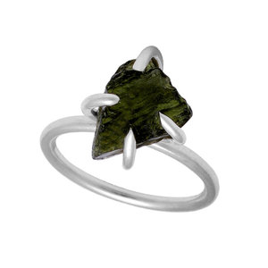 Bague en pierres précieuses brutes Bijoux en argent moldavite brut en argent sterling 925 naturel Qualité et satisfaction du client PAR CASA DE PLATA. - Product Image 1