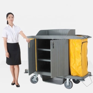 Chariot de nettoyage multifonctionnel de haute qualité, taille standard, roues universelles en caoutchouc, chariot de service de nettoyage pour hôtel, équipement de nettoyage - Product Image 1