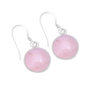 Rose Chalcedony Round Gemstone 925 Sterling <b>Silver</b> <b>Dangle</b> <b>Earrings</b> Fancy Romantic <b>Earring</b> for Wedding, Gift, Party for Women - Product Image 1