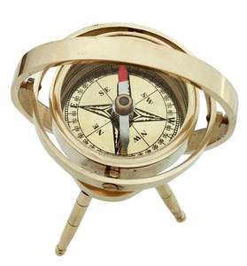 Brújula de mesa de latón brillante náutico, brújula de latón macizo Vintage, hermoso soporte de latón, brújula de mesa, artesanía Calvin - Product Image 4