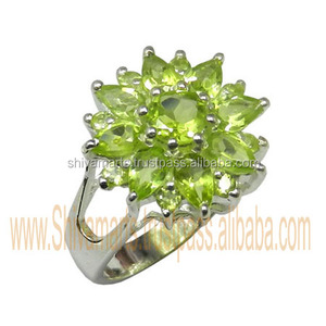 Anillo de piedras preciosas de peridoto verde natural, joyería de plata de ley 925 sólida, anillos Eternity Vermeil, proveedores y exportadores - Product Image 2