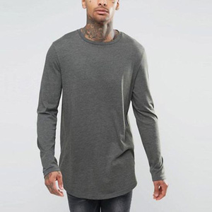 Custom 95% Cotton 5% Spandex <b>Ringspun</b> 180 Gsm T-shirt Screen Print Muscle Gym Training O Neck Long Sleeve T Shirt for Men - Product Image 2