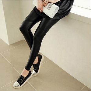 Leggings de cuero térmicos gruesos de invierno con cintura elástica de longitud completa - Product Image 3