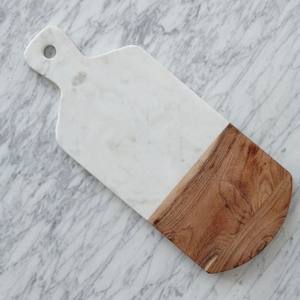 Tabla de cortar de mármol blanco y madera, tabla de picar de alta calidad y práctica para cocinar. - Product Image 1