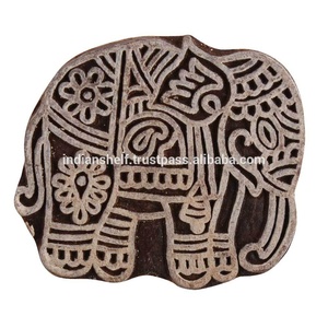 Bloques de impresión de madera con forma de elefante, mayorista de perillas de Delhi de - Product Image 1