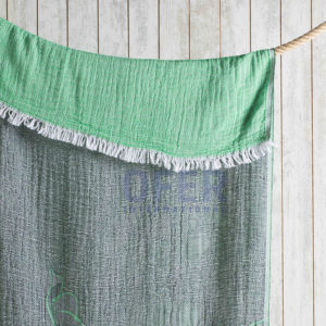 ผ้าคลุม100% ตุรกีใบไม้สีเขียว - Product Image 4