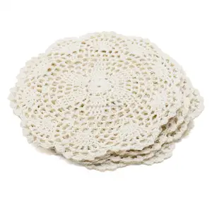 High Quality Handmade Table Mats Round Shape Cotton Hand Knitted Crochet Place Mats Indian Suppliers