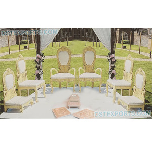 Royal Peacock Design Mandap Chair Set Royal Peacock Design Mandap Chair Set Indian Wooden Carved Mandap Chairs - Product Image 1