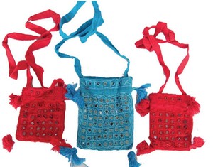 กระเป๋าใส่โทรศัพท์มือถือลายกระจกทำงานทำด้วยมือโบฮีเมียนสีขาวแบบชาวโบฮีเมียนอินเดียทำด้วยมือ PU/PVC น้ำหนักเบาสำหรับเดินทาง - Product Image 1