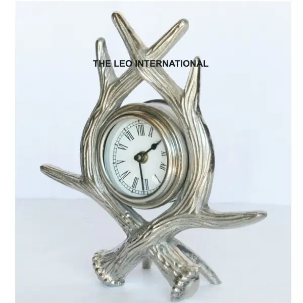 מתכת קרן צבי שולחן שעון עתיק בציר מתכת כלוב מטוטלת מתכת כלוב שולחן סוללה שעון Stand עבור בית שולחן