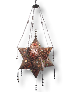 Lampe suspendue en forme d'étoile LED XXL en laiton marocain BR151, style antique, décorations de mariage, Zahereen - Product Image 1