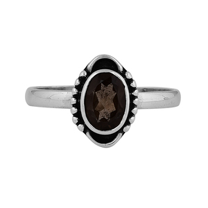 แหวนพลอยควอตซ์สีสโมควอตซ์สีน้ำตาลทรงวงรีแท้925แข็งเครื่องประดับปาร์ตี้เงินสเตอร์ลิงขายส่งผลิต Casa de Plata - Product Image 1