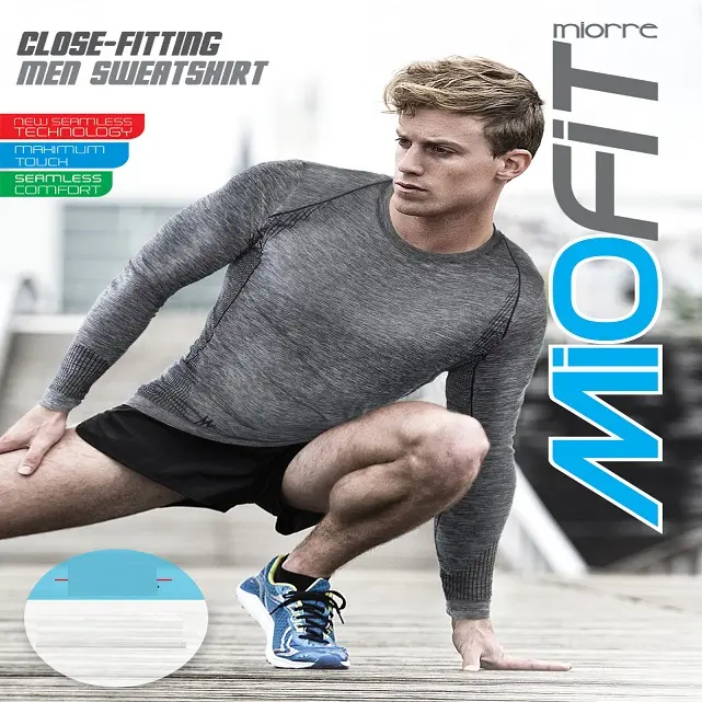 MIORRE OEM NEW 2017 MEN'S SPORTSWEAR COLLECTION MUSCLE FIT ATHLETIC GYM LONG SLEEVE T-SHIRT SEAMLESS COMFORT ACTIVEWEAR
