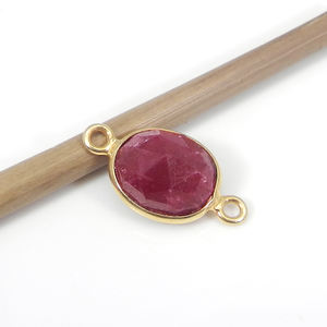 อัญมณีคอรันดัมทับทิมสีแดงธรรมชาติสีเงินสเตอร์ลิงพร้อมชุบทองตัวเชื่อมต่อแบบวงรีคู่ขนาด17X9มม. สำหรับแฟนซี925 - Product Image 1