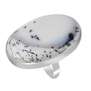 แหวนพลอยโอปอล Dendrite วงรี925แหวนเงินสเตอร์ลิงพร้อมตัวเรือนชุบเงินแหวนแฟชั่นคลาสสิกสำหรับทุกเพศ - Product Image 2