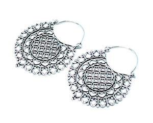 New Arrival Handmade Large <b>Silver</b> Oxidized Hoop <b>Earrings</b> for <b>Women</b> Western Style for Wedding Party-Brass Jewelry with Back Hoop - Product Image 5