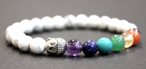 7จักระ Howlite พลอยสร้อยข้อมือลูกปัดสำหรับผู้ชายและผู้หญิงลูกปัดธรรมชาติปรับแต่งได้ - Product Image 2