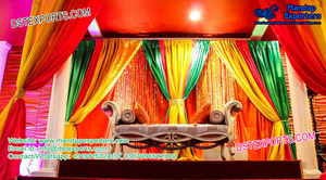 Mehandi escenario de fondo con paneles boda telón de fondo cortinas boda escenario Decoración - Product Image 4