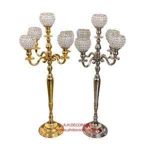 เชิงเทียนคริสตัล5แขนสำหรับงานแต่งงานไฟกลางต้นคริสมาสต์ปรับแต่งโลโก้ได้ - Product Image 1