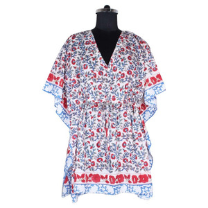 Venta al por mayor Mujeres Hot Girls 100% Algodón Kaftan corto Bloque de mano Vestido estampado Asequible Africano tradicional Dashiki Kaftan Fabuloso - Product Image 1