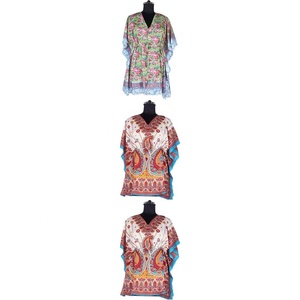 Mode en gros inde caftan court de haute qualité femmes vêtements court Caftan belle dame robe meilleur bloc à la main robe imprimée - Product Image 1