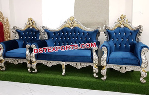Juego de Sofás Dorados para Bodas Hindúes, Diseño Moderno, Sofá para Bodas con Automans, Juego de Sofás con Tallado Pesado para Bodas Indias, EE. UU. - Product Image 2