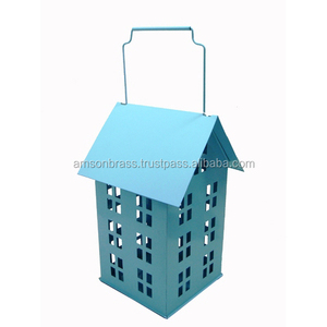 Cabaña forma polvo recubierto acabados vela linterna iluminación decorativa decoración linterna lámpara portavelas candelabro - Product Image 1