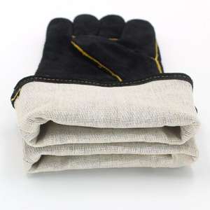 Guantes de trabajo de soldador de cuero dividido de piel de vaca de protección Guantes de seguridad industrial de soldadura de cuero grueso resistentes a la abrasión - Product Image 1