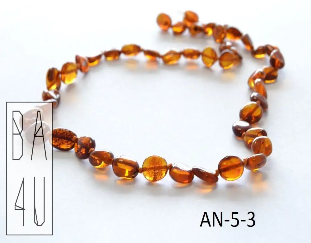 Baltic Amber Adult Halskette Bean Style Perlen Cognac Farbe mit poliertem Finish von The Real Natural Baltic Amber