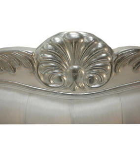 Mueble francés elegante tapizado con botones, tapizado en color blanco y plateado - Product Image 3