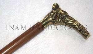 Bâton de marche en bois beau et antique avec poignée en laiton/canne de marche en bois avec poignée en métal antique en laiton moulé - Product Image 3