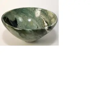 3英寸大小的苔藓玛瑙宝石碗适合治疗师，非常适合宝石和治疗用品商店转售