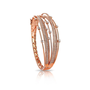 Exclusive Unique Designer Real Round Brilliant Cut Diamond <b>Bangle</b> <b>Bracelet</b> for Women in 10kt Rose Gold - Product Image 1