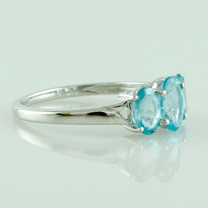 Anillo de trío de apatita azul, joyería de boda de compromiso de Plata de Ley 925 - Product Image 2
