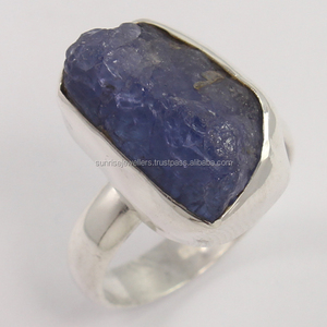 แหวนพลอย tanzanite หยาบธรรมชาติตัดทางศาสนาที่น่ารักแฟนซี925เงินสเตอริงเครื่องประดับเงินออนไลน์ - Product Image 1