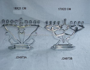Portavelas de metal de alta calidad hecho en aluminio con espejo pulido Metal Menorah aluminio fundido decoración de la boda - Product Image 2