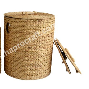 Cesta de almacenamiento de jacinto de agua HS 3407N/3 hecha a mano con tapa para solución de almacenamiento de lavandería - Product Image 1