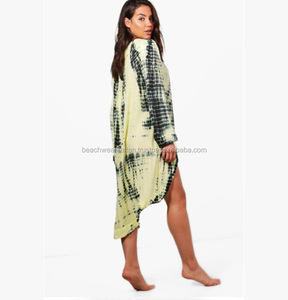 Mira espejismos y caliente en la zona de la playa por rayón Tie & Dye Kaftan /Kimono playa cubierta Ups caftán - Product Image 2