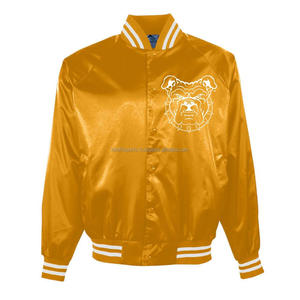 Chaqueta universitaria de satén dorado para equipos escolares/universitarios, diseño informal de talla grande, tela de lana transpirable impermeable, zorro de algodón de invierno - Product Image 1