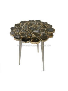 Modern Stone Top Coffee <b>Table</b> With Metal <b>Legs</b> Handmade Contemporary Design Living Room Furniture - Product Image 4