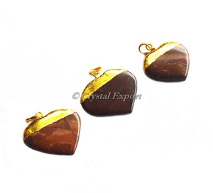 Colgantes galvanizados con corazón de jaspe rojo Colgante de piedra con envoltura de alambre Comprar ahora - Product Image 1