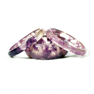Pulseras de resina de joyería hecha a mano de color morado ahumado transparente - Product Image 2